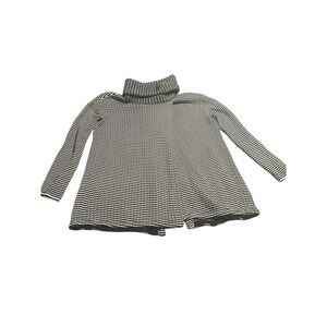 Cabi Fergiecotton striped turtle neck slit front and back knit sweater women's S